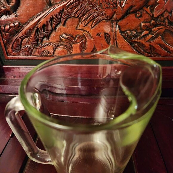 Vintage Green Glass Beer Pitcher With Handcrafted Leather Horse Design Wrap - Picture 10 of 14